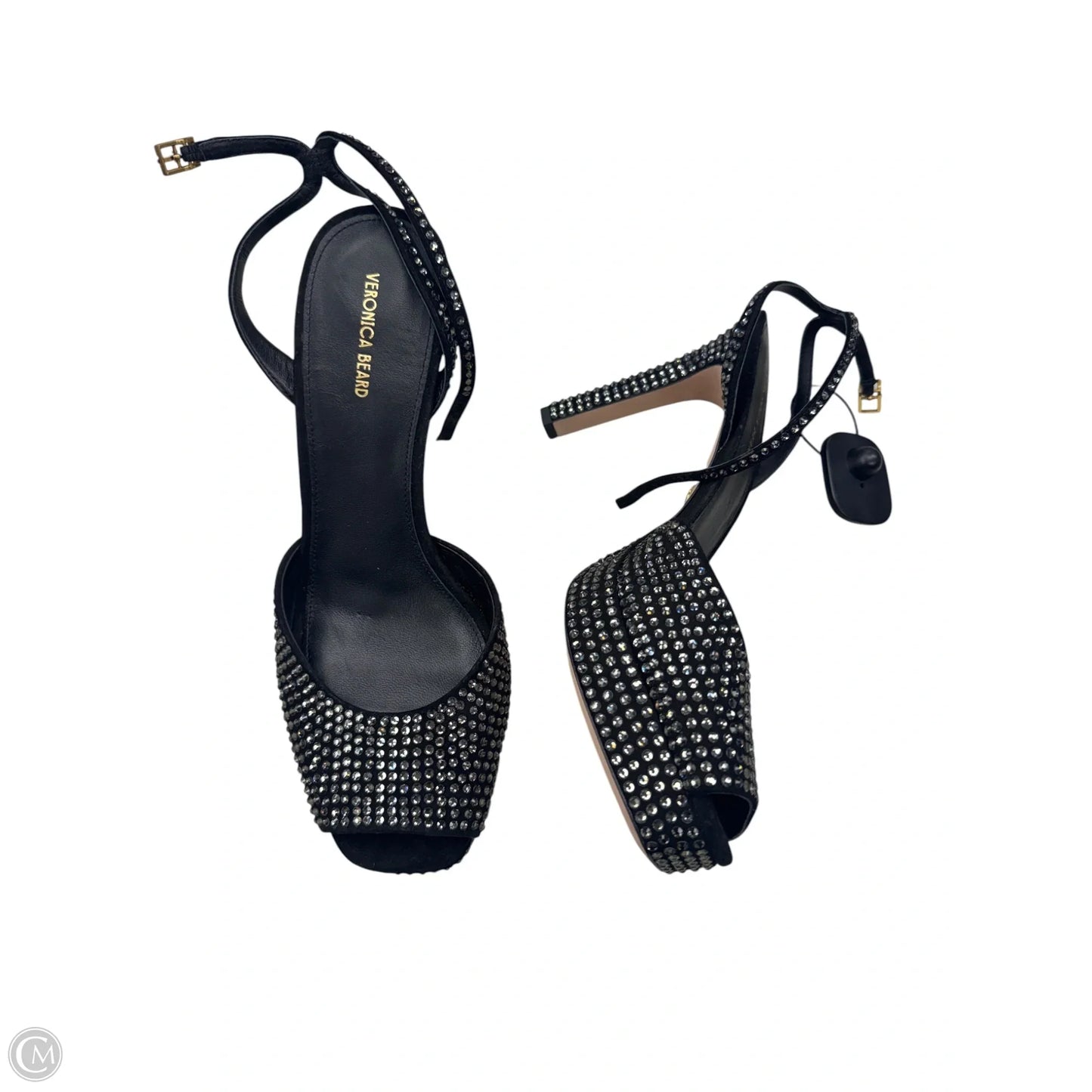 Sandals Heels Stiletto By Veronica Beard In Black & Silver, Size: 10