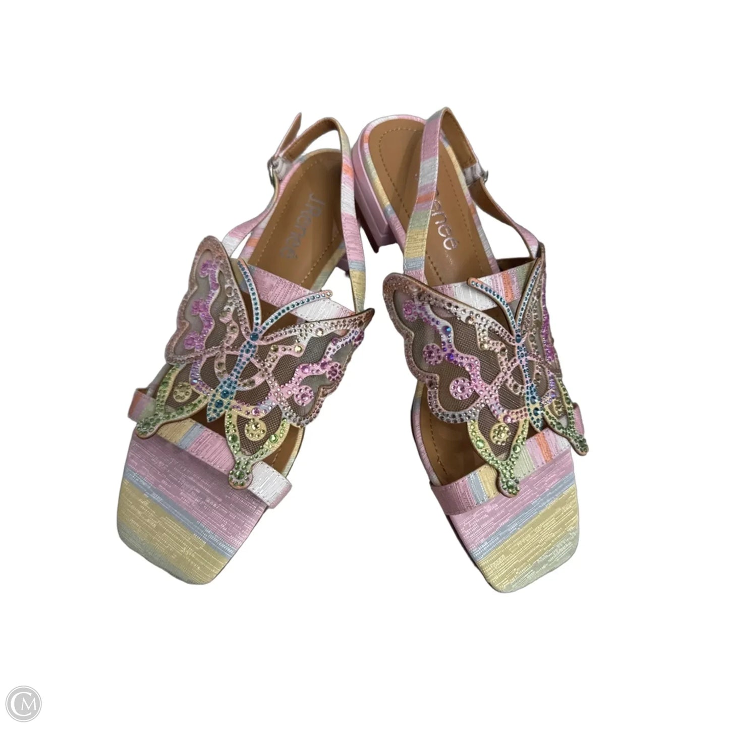 Sandals Flats By J Renee In Pink & Yellow, Size: 7
