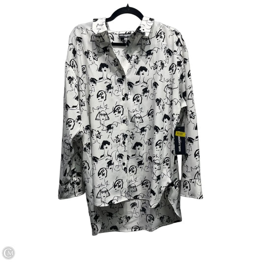 Top Long Sleeve Designer By Karl Lagerfeld In Black & White, Size: L