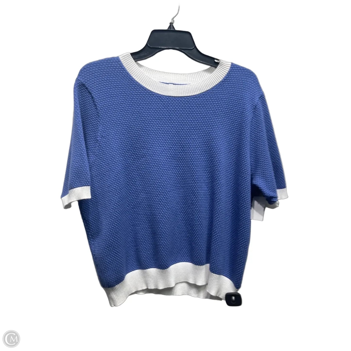 Top Short Sleeve By Leo And Nicole In Blue & White, Size: Xlp