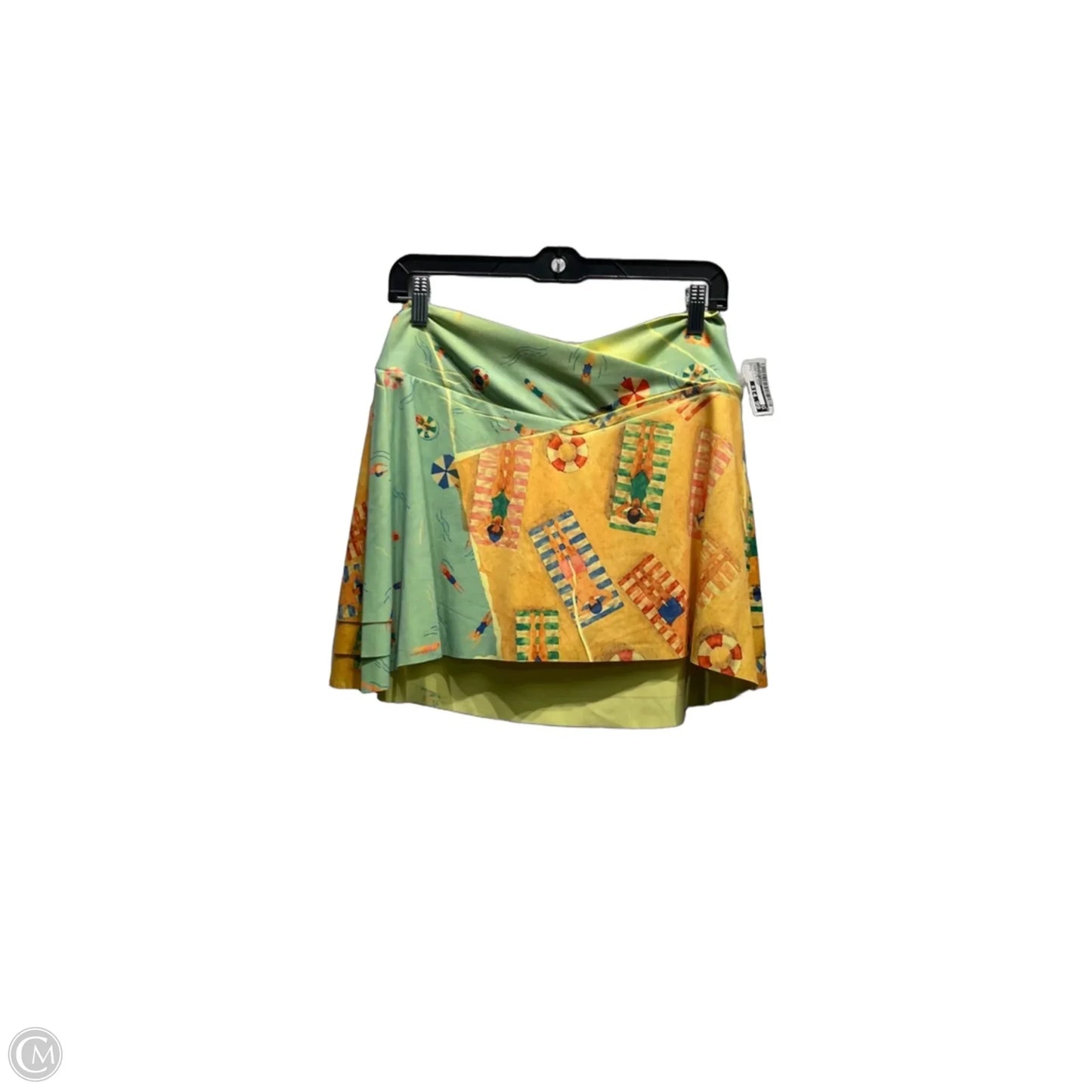 Athletic Skort By Judith March In Green & Yellow, Size: L