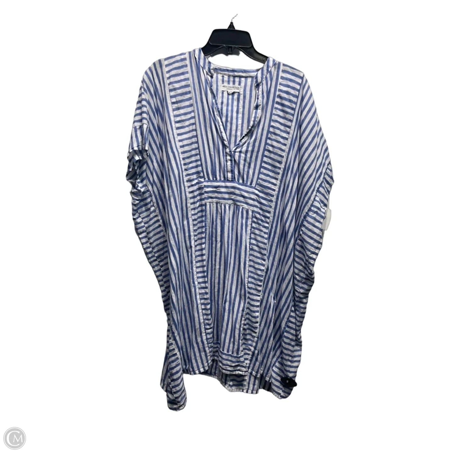 Swimwear Cover-up By india collection In Blue & White, Size: Osfm