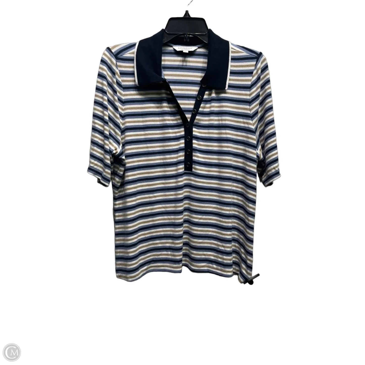 Top Short Sleeve By Liverpool In Blue & White, Size: Xl