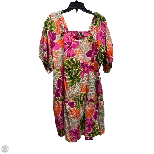 Dress Casual Short By Mlle Gabrielle In Pink & Purple, Size: 2x