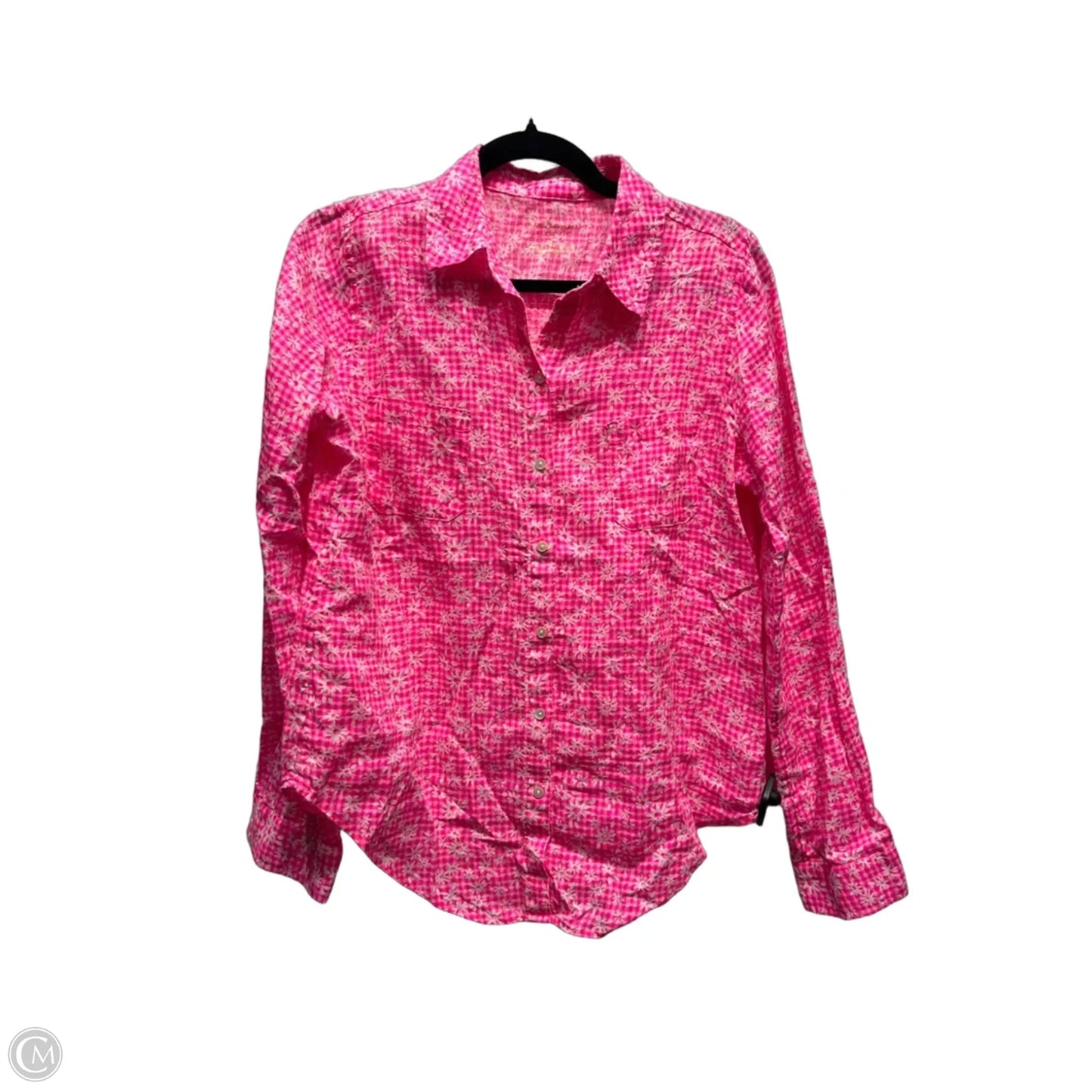 Top Long Sleeve Designer By Lilly Pulitzer In Pink & White, Size: S