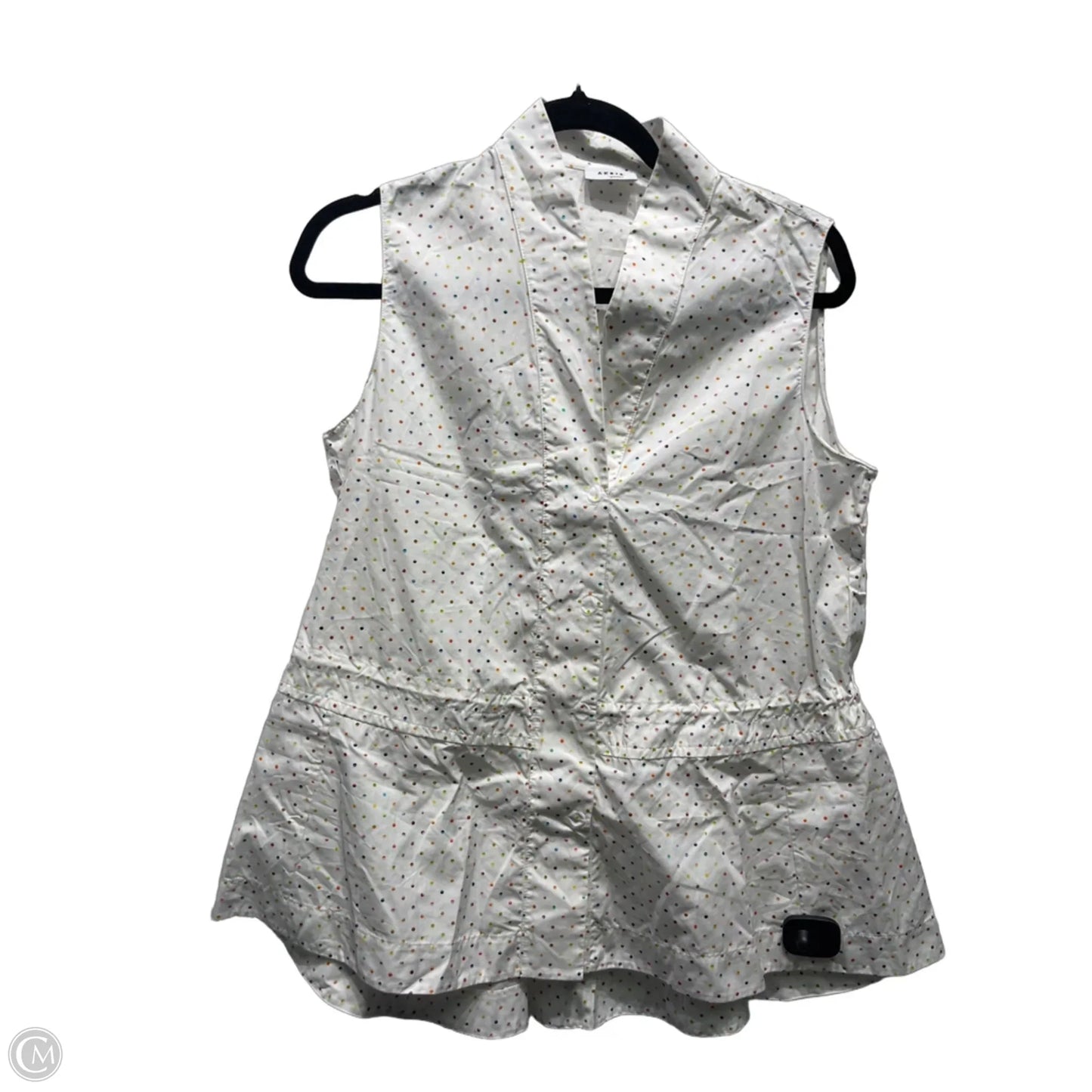 Top Sleeveless By Akris In White & Yellow, Size: 10