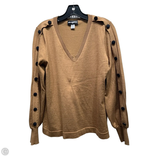 Top Long Sleeve Designer By Karl Lagerfeld In Brown, Size: M