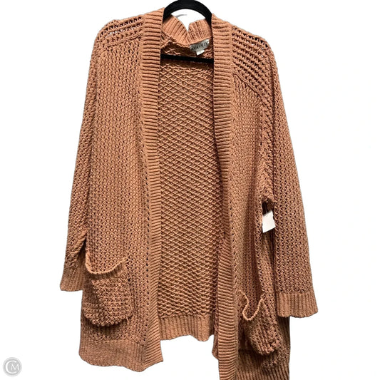 Sweater Cardigan By Ava & Viv In Tan, Size: 2x