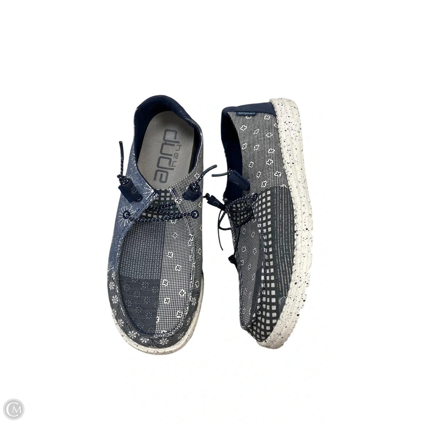 Shoes Flats By Hey Dude In Blue & White, Size: 9
