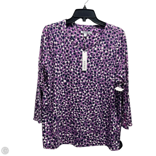 Top Long Sleeve By Chicos In Purple & White, Size: L
