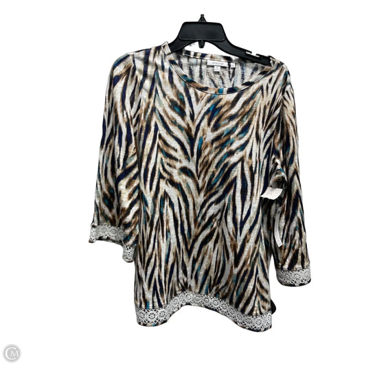 Top Short Sleeve By Chicos In Brown & Cream, Size: M