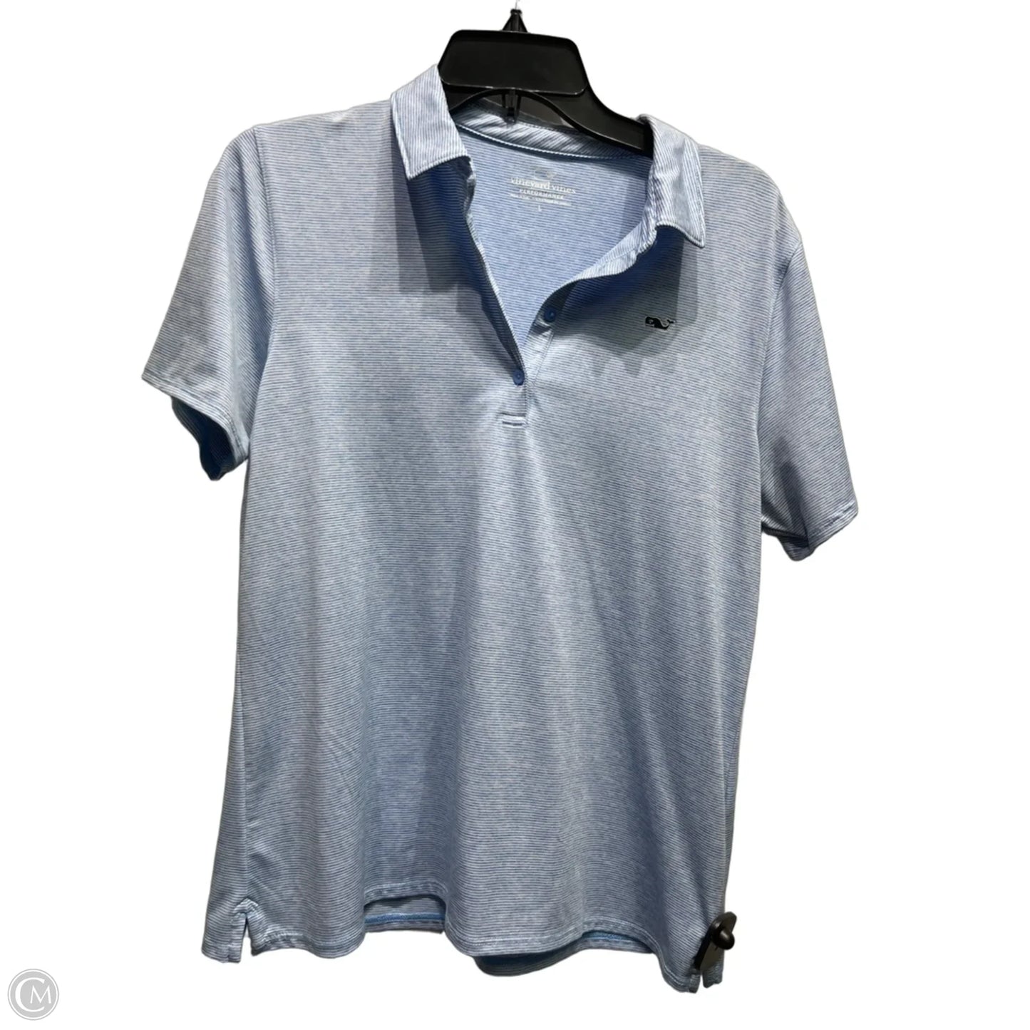 Top Short Sleeve By Vineyard Vines In Blue & White, Size: L