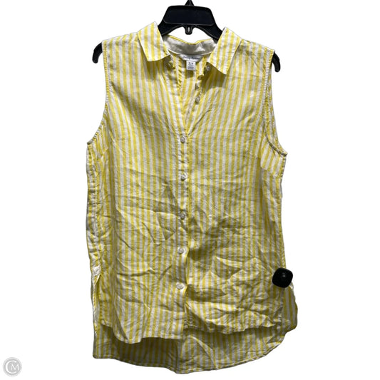 Top Sleeveless By Tommy Bahama In White & Yellow, Size: M