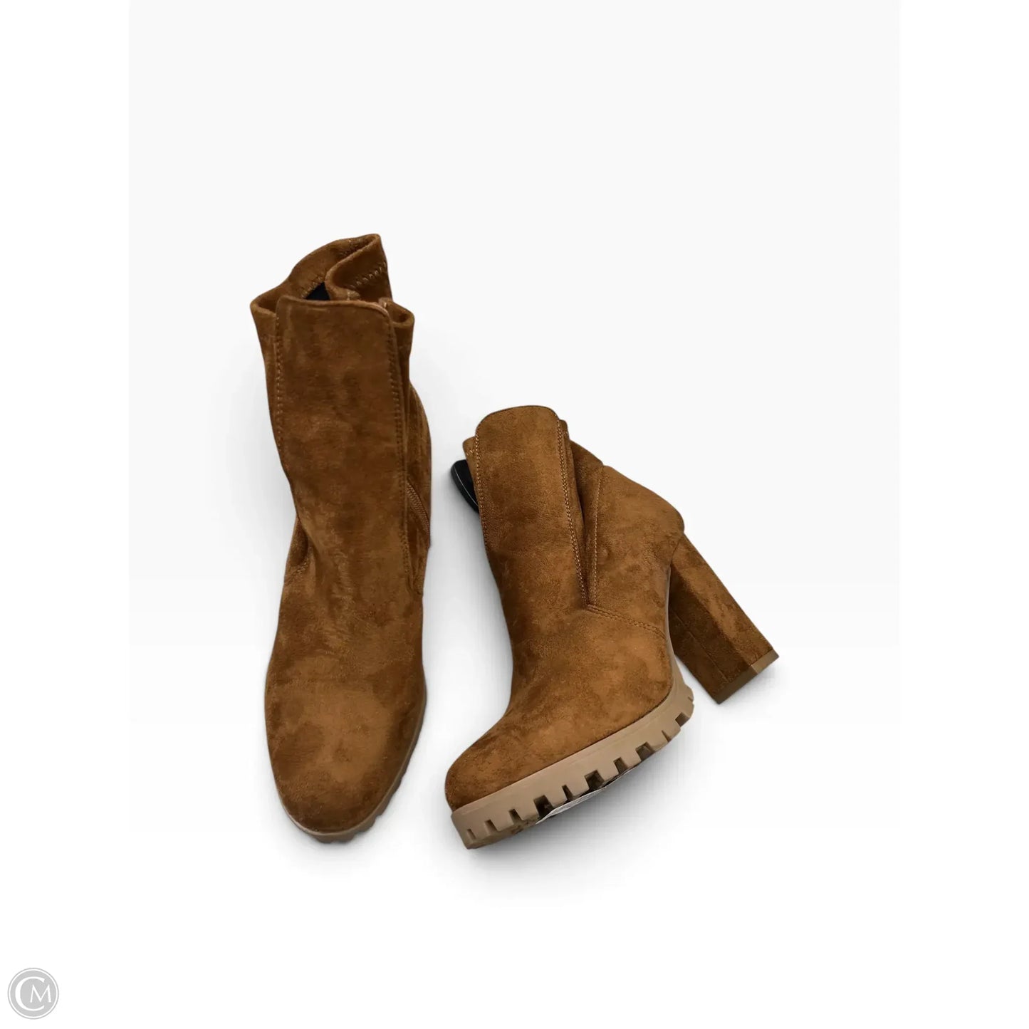Boots Ankle Heels By Top Moda In Brown, Size: 7