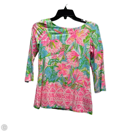 Top Long Sleeve Designer By Lilly Pulitzer In Blue & Green, Size: Xxs