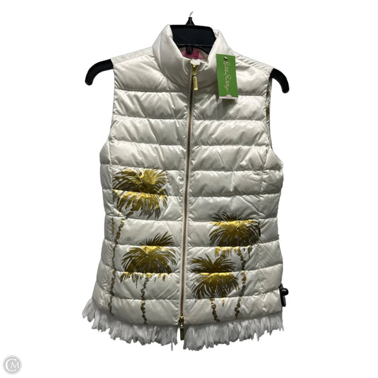 Vest Designer By Lilly Pulitzer In Gold & White, Size: Xs