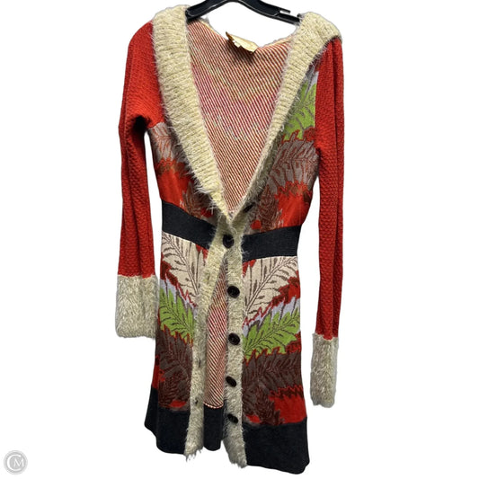 Sweater Cardigan By Anthropologie In Orange & Tan, Size: Xs
