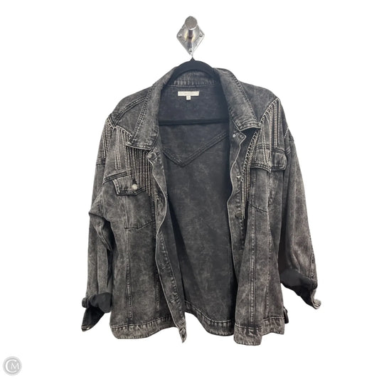 Jacket Denim By Vervet In Black Denim, Size: L