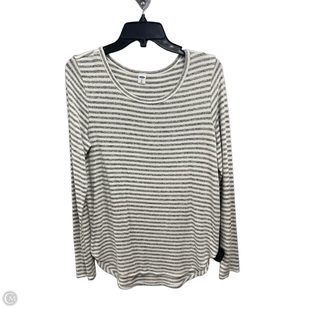 Top Long Sleeve By Old Navy In Grey & White, Size: M