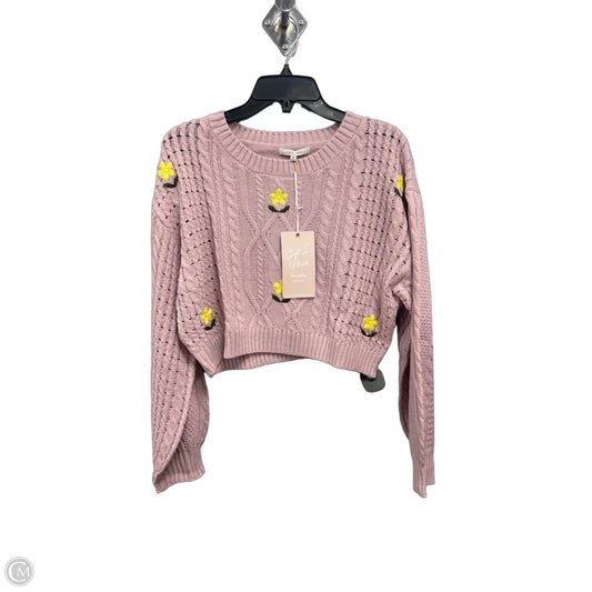 Sweater By Love Tree In Pink & Yellow, Size: M