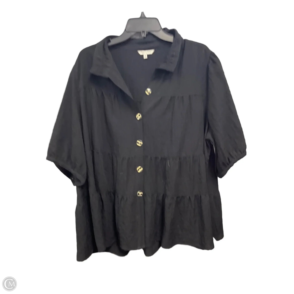 Top Short Sleeve By John Mark In Black, Size: 1x