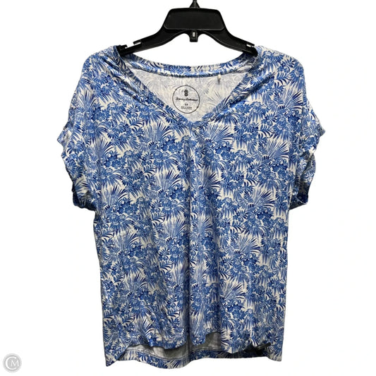 Top Short Sleeve By Tommy Bahama In Blue & White, Size: S