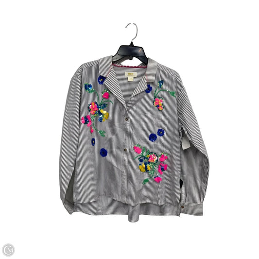 Top Long Sleeve By Maeve In Black & Blue, Size: 8