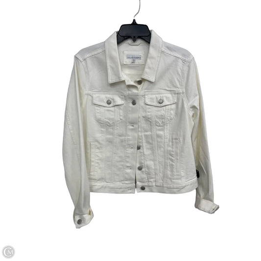 Jacket Denim By Loft In White Denim, Size: L
