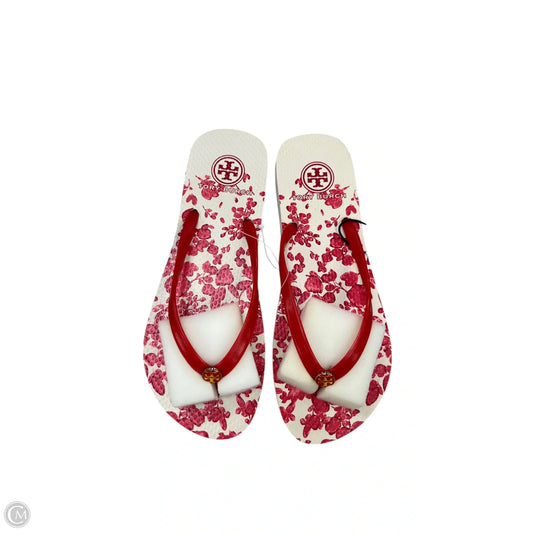 Sandals Designer By Tory Burch In Red & White, Size: 8
