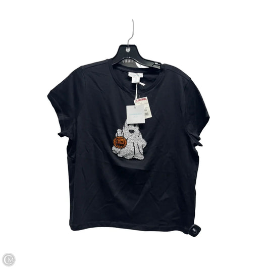 Top Short Sleeve Basic By Cynthia Rowley In Black & White, Size: M