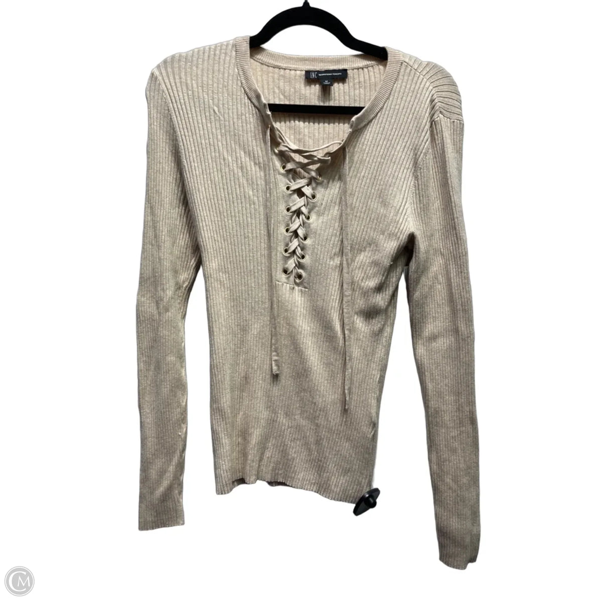 Top Long Sleeve By Inc In Tan, Size: M
