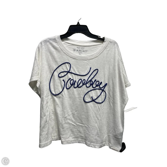 Top Short Sleeve By Ariat In Blue & White, Size: Xl