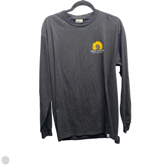 Top Long Sleeve Basic By Simply Southern In Black & Yellow, Size: L