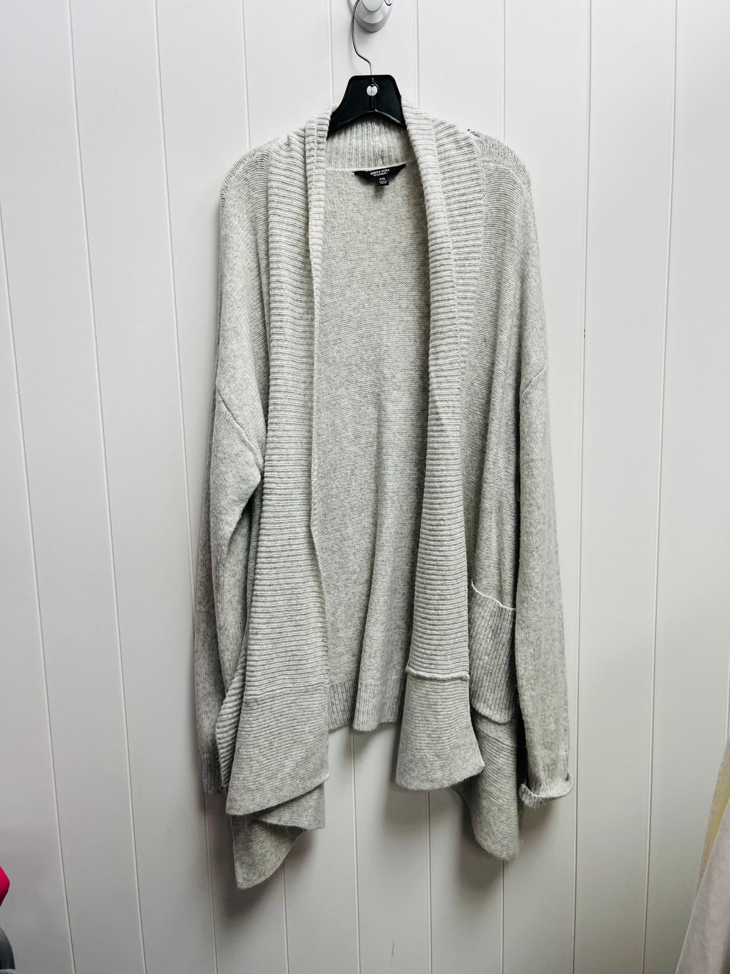 Sweater Cardigan By Simply Vera In Grey, Size: Xxl