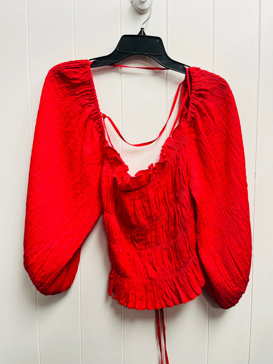 Blouse Long Sleeve By Urban Outfitters In Red, Size: L