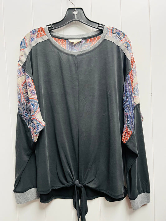 Top Long Sleeve By Mystree In Grey & Orange, Size: S