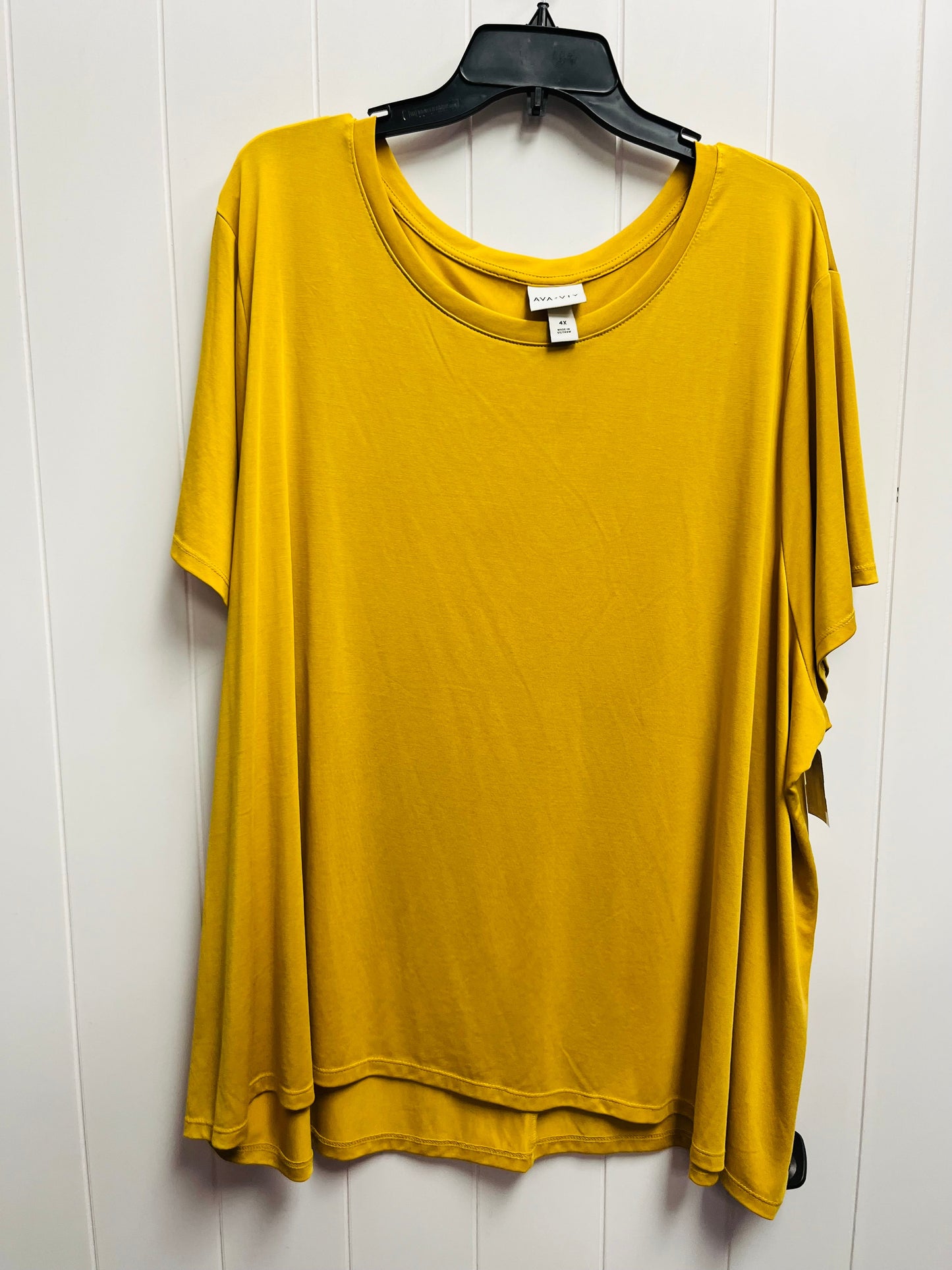 Yellow Top Short Sleeve Basic Ava & Viv, Size 4x