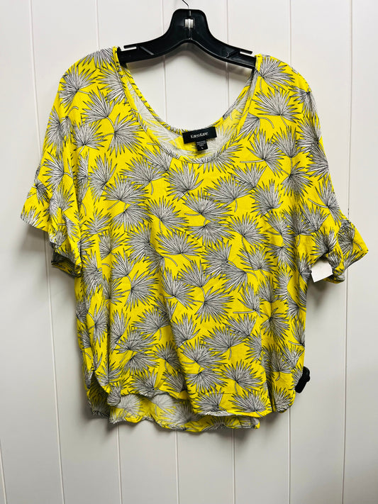 Yellow Top Short Sleeve Karen Kane, Size L