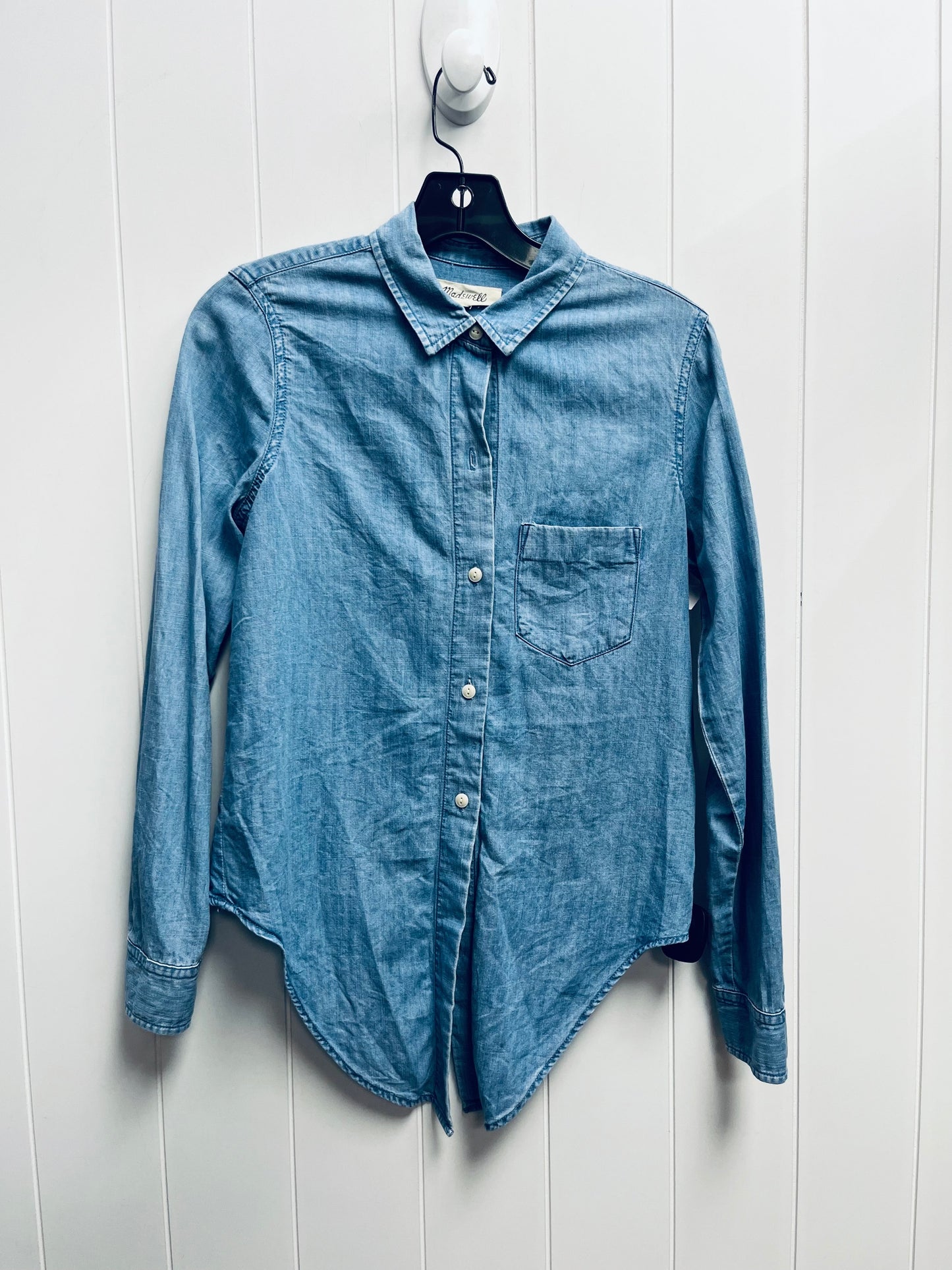 Top Long Sleeve By Madewell In Blue Denim, Size: Xs