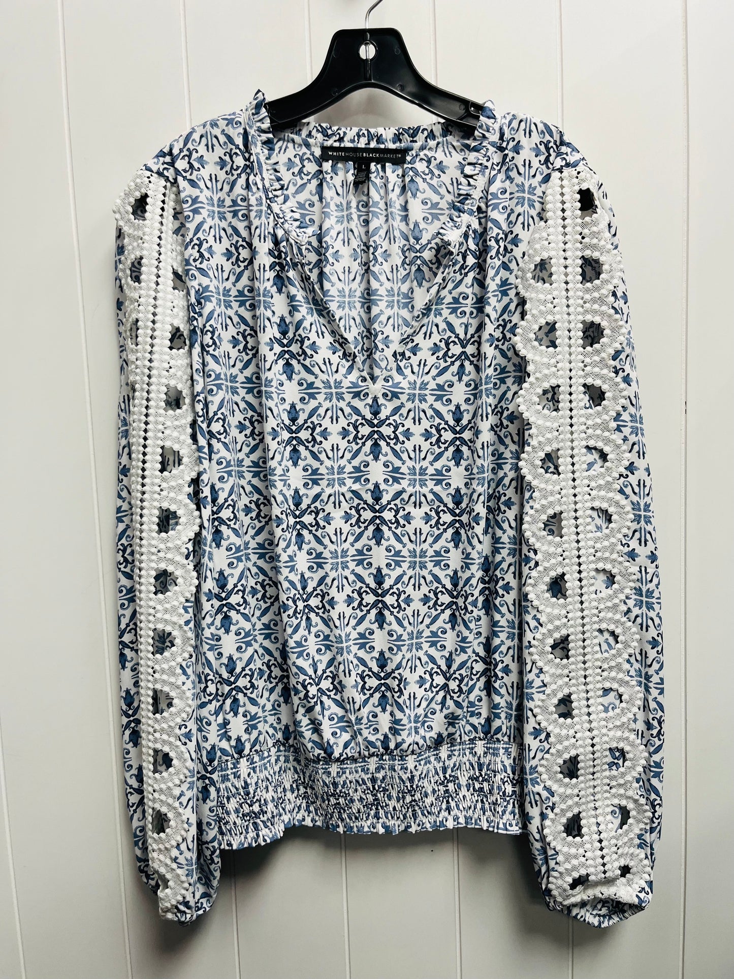 Blouse Long Sleeve By White House Black Market In Blue, Size: L