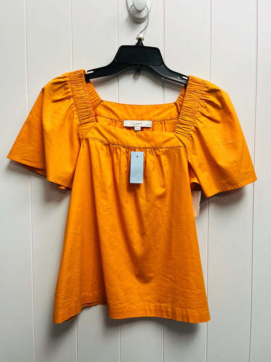 Orange Top Short Sleeve Loft, Size Petite   S
