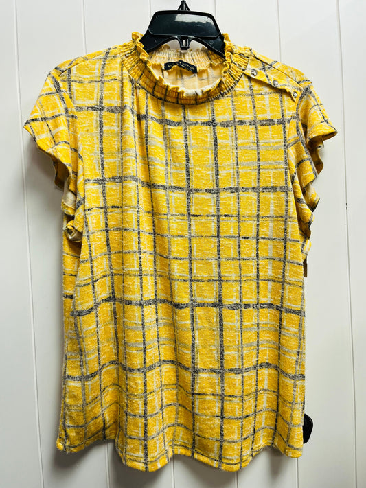 Top Short Sleeve By Adrienne Vittadini In Yellow, Size: Xl