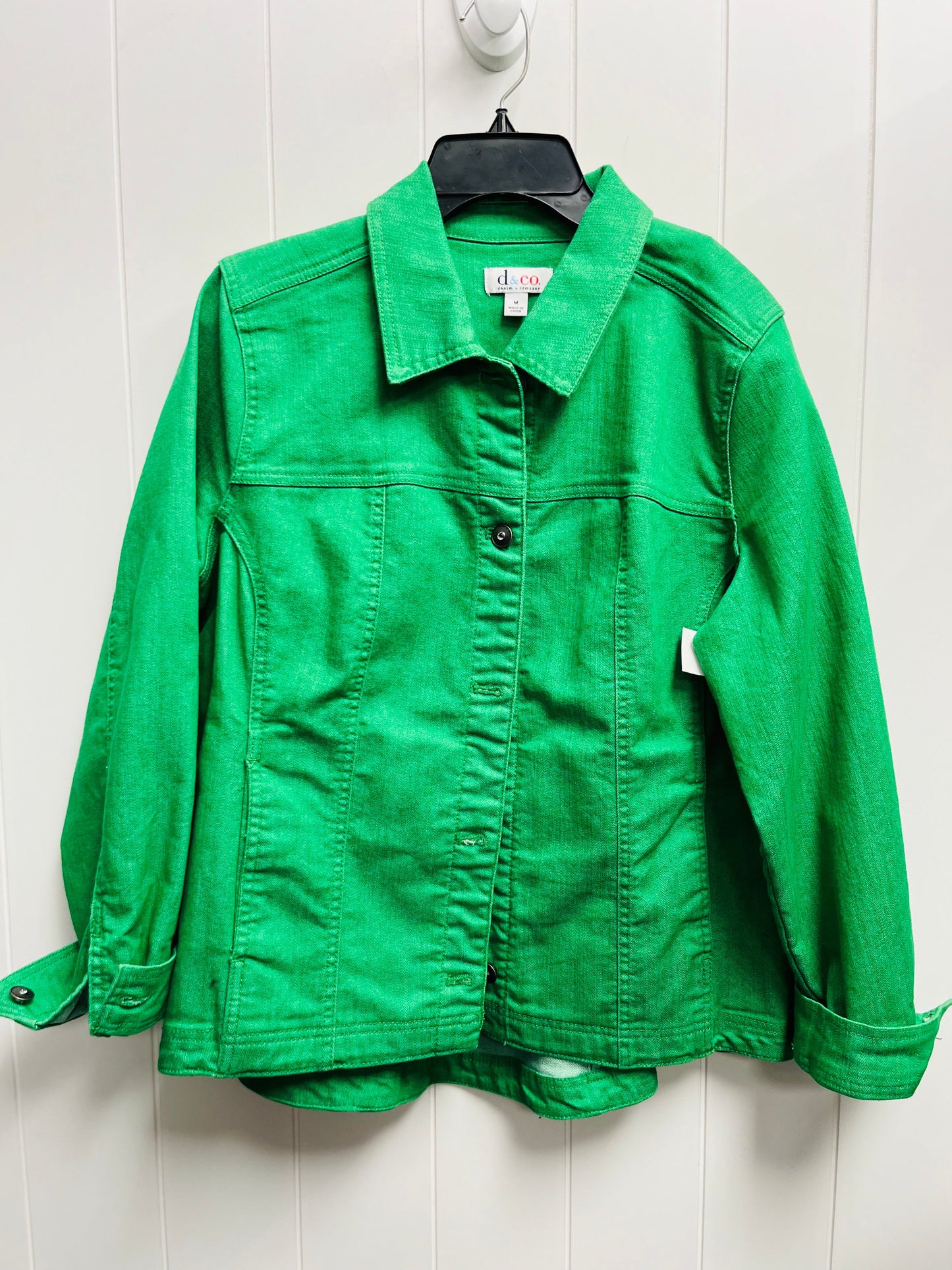 Jacket Denim By Denim And Company In Green Denim, Size: M