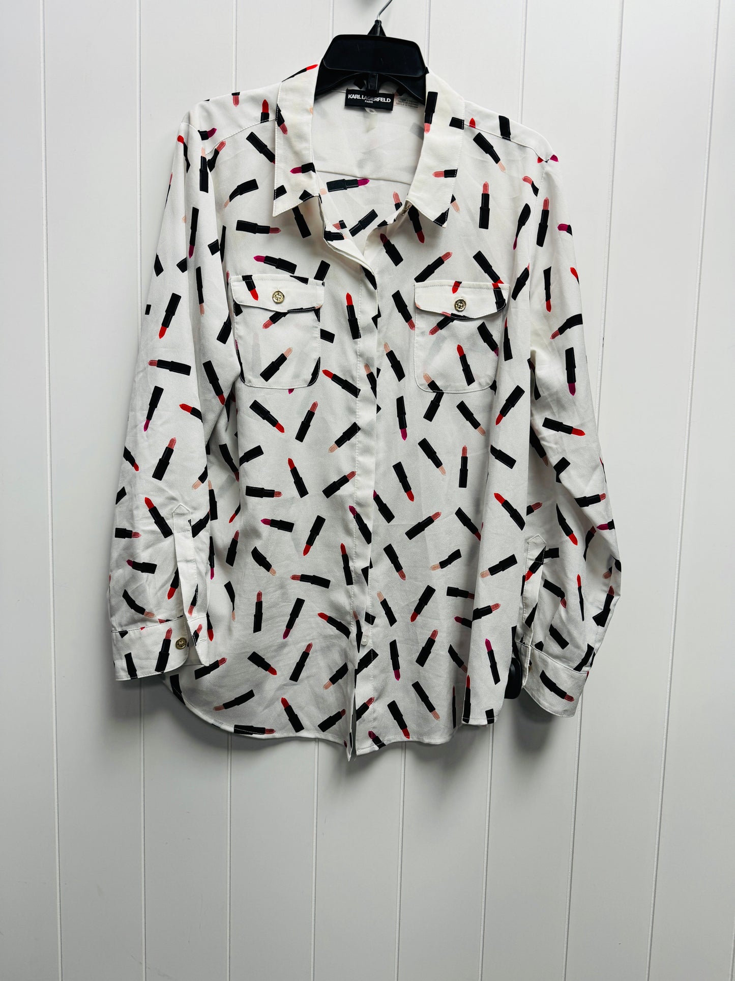 Pink & White Top Long Sleeve Karl Lagerfeld, Size Xl