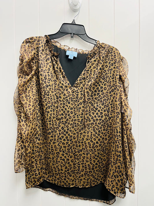 Blouse Long Sleeve By Cece In Animal Print, Size: L