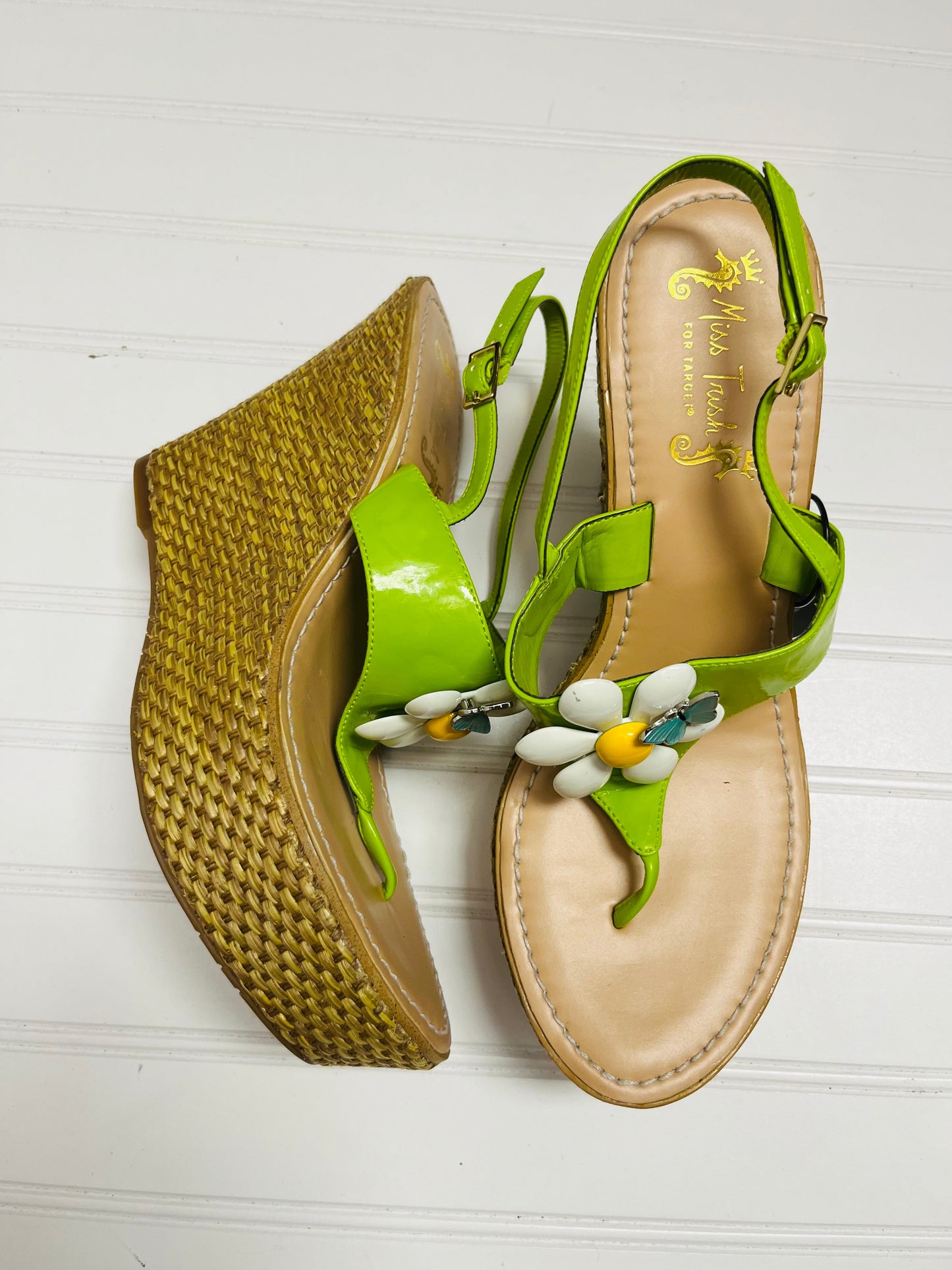 Green Sandals Heels Wedge Target-designer, Size 9.5