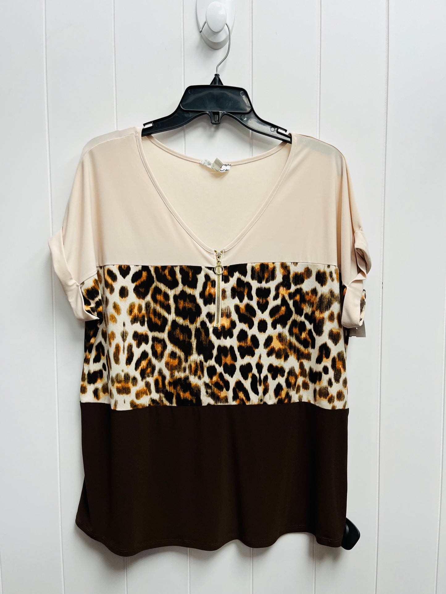 Animal Print Top Short Sleeve CORVIA, Size Xl