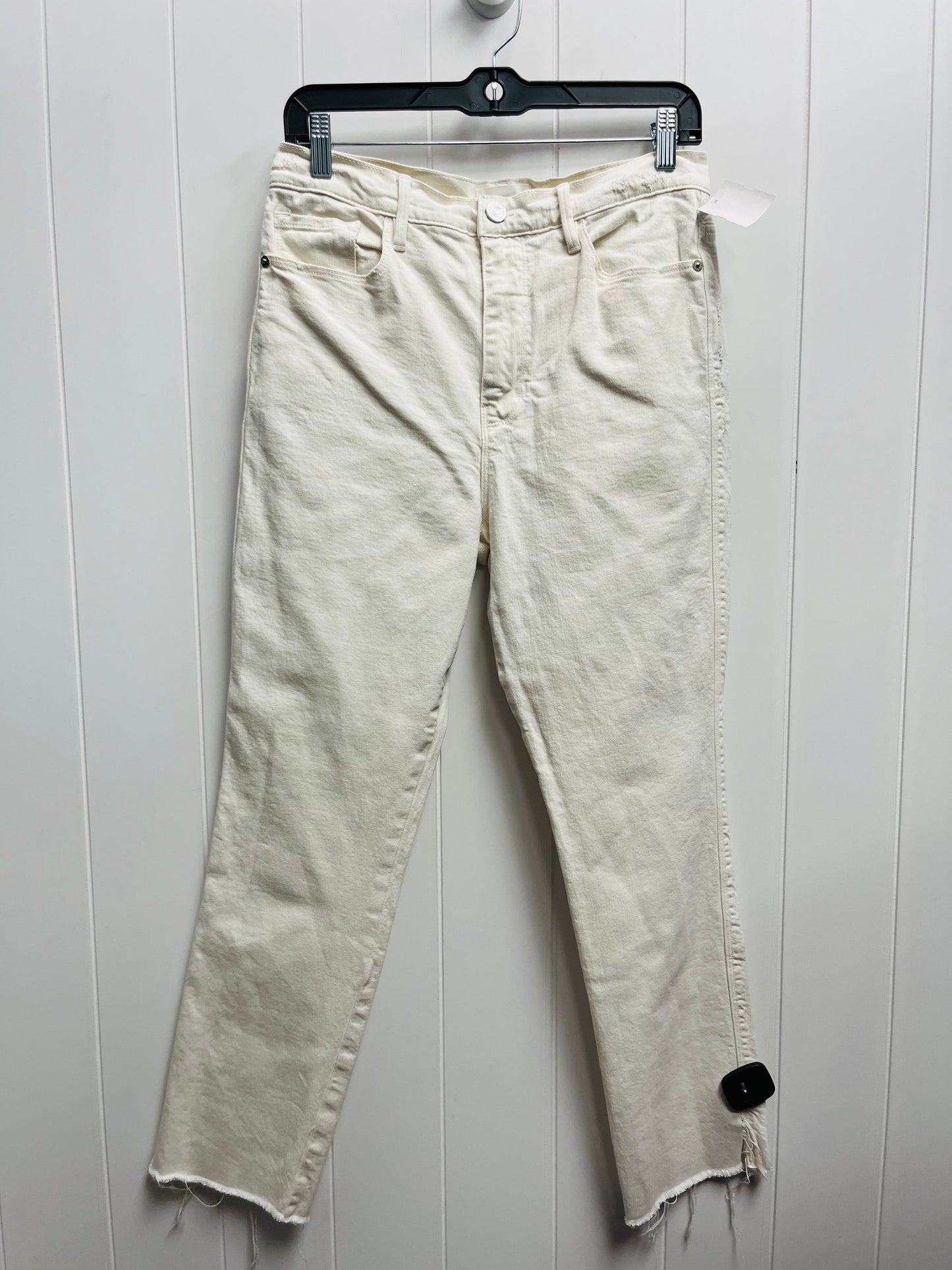 Jeans Straight By Frame In Cream Denim, Size: 10