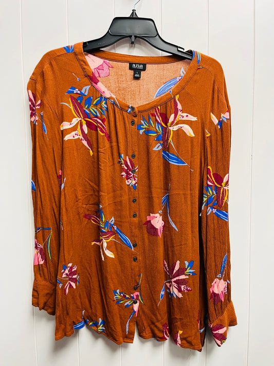 Top Long Sleeve By Ana In Orange, Size: L