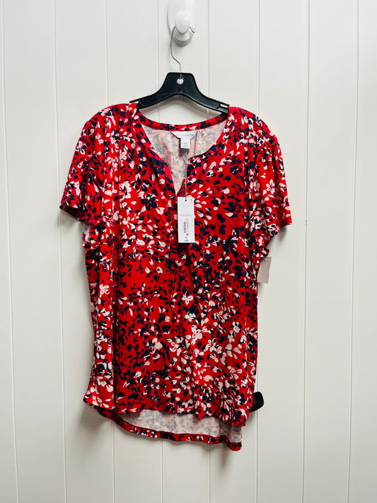 Top Short Sleeve By Liz Claiborne In Red, Size: Xxl